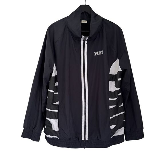 Victoria’s Secret Pink Full Zip Anorak Windbreaker Jacket Funnel Neck Size M/L - Picture 1 of 4